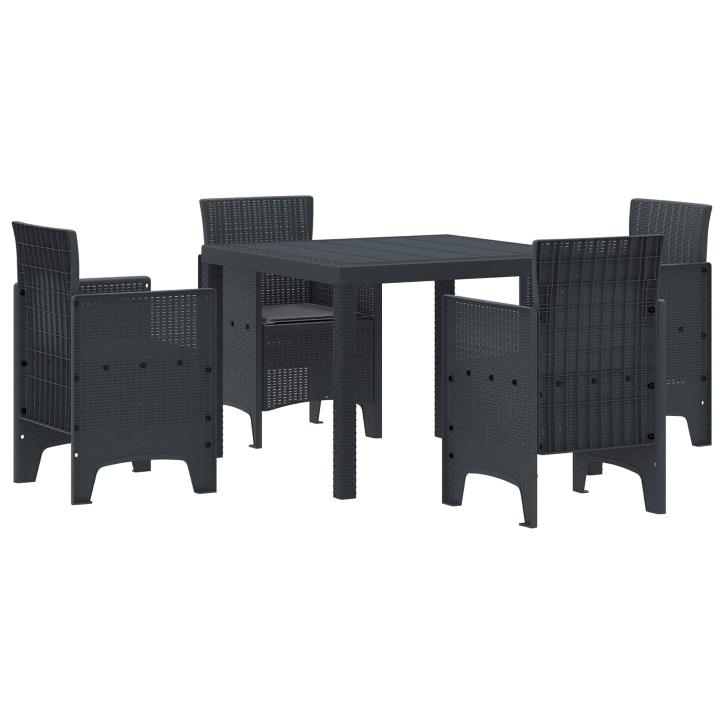 Set da Pranzo per Giardino 5 pcs Antracite Polipropilene