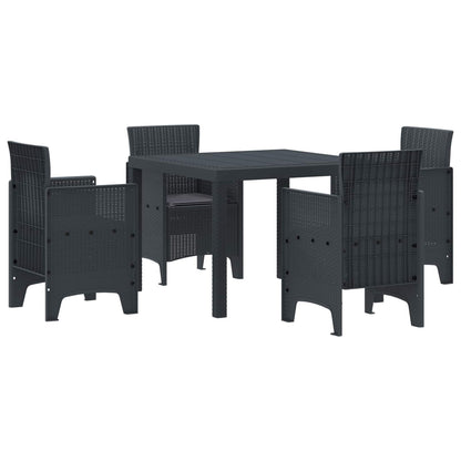 Set da Pranzo per Giardino 5 pcs Antracite Polipropilene