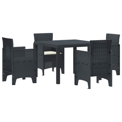 Set da Pranzo per Giardino 5 pcs Antracite Polipropilene