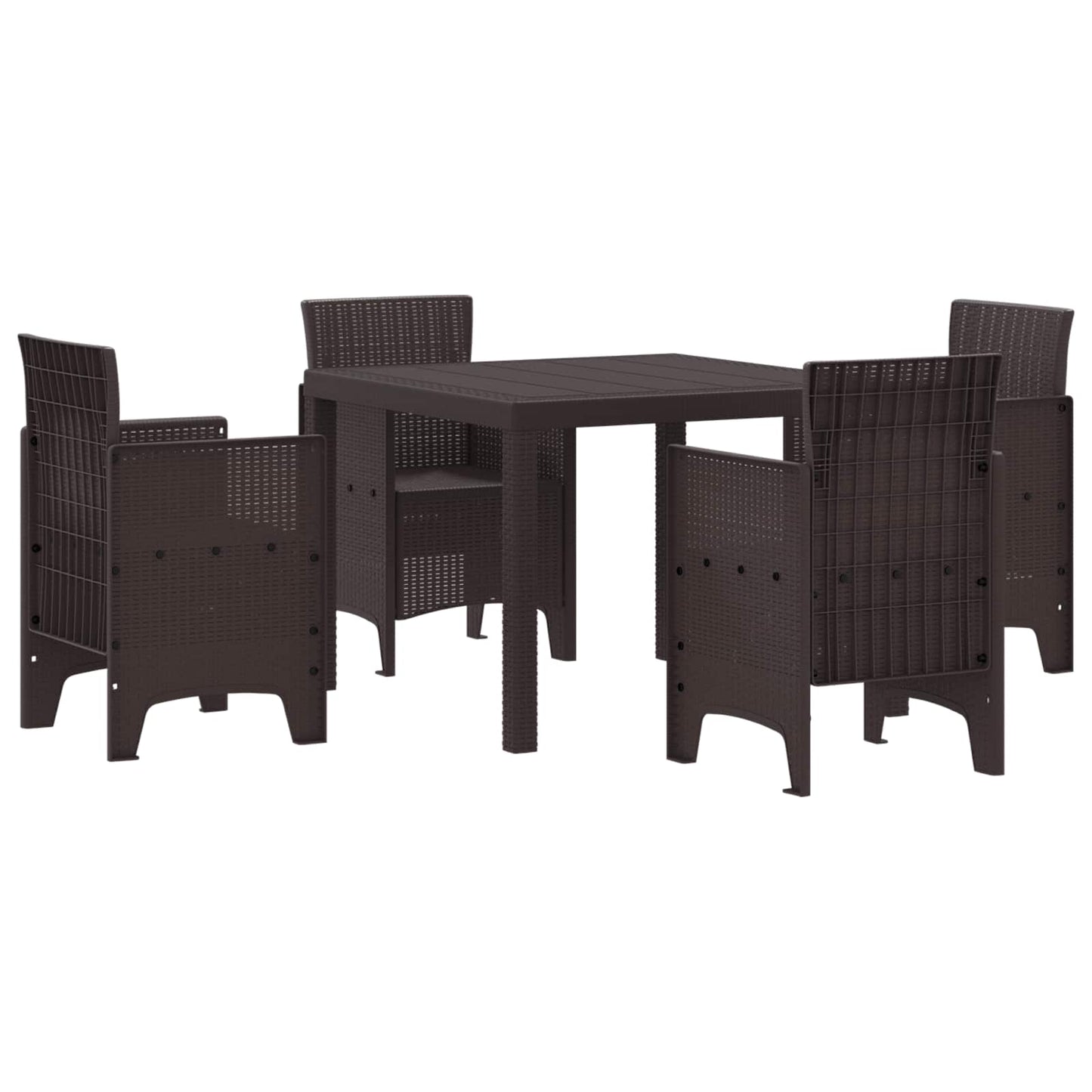 Set da Pranzo per Giardino 5 pcs Marrone Polipropilene