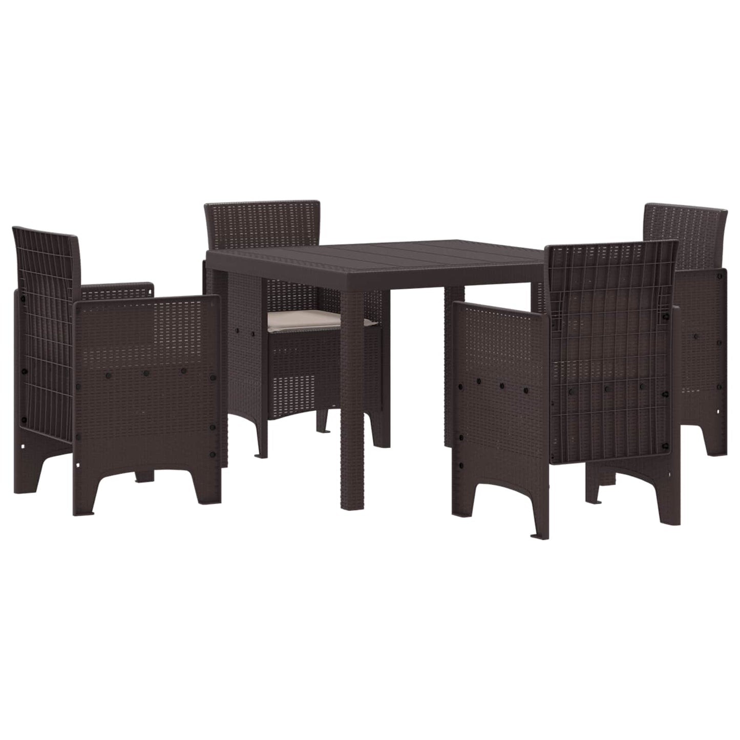 Set da Pranzo per Giardino 5 pcs Marrone Polipropilene