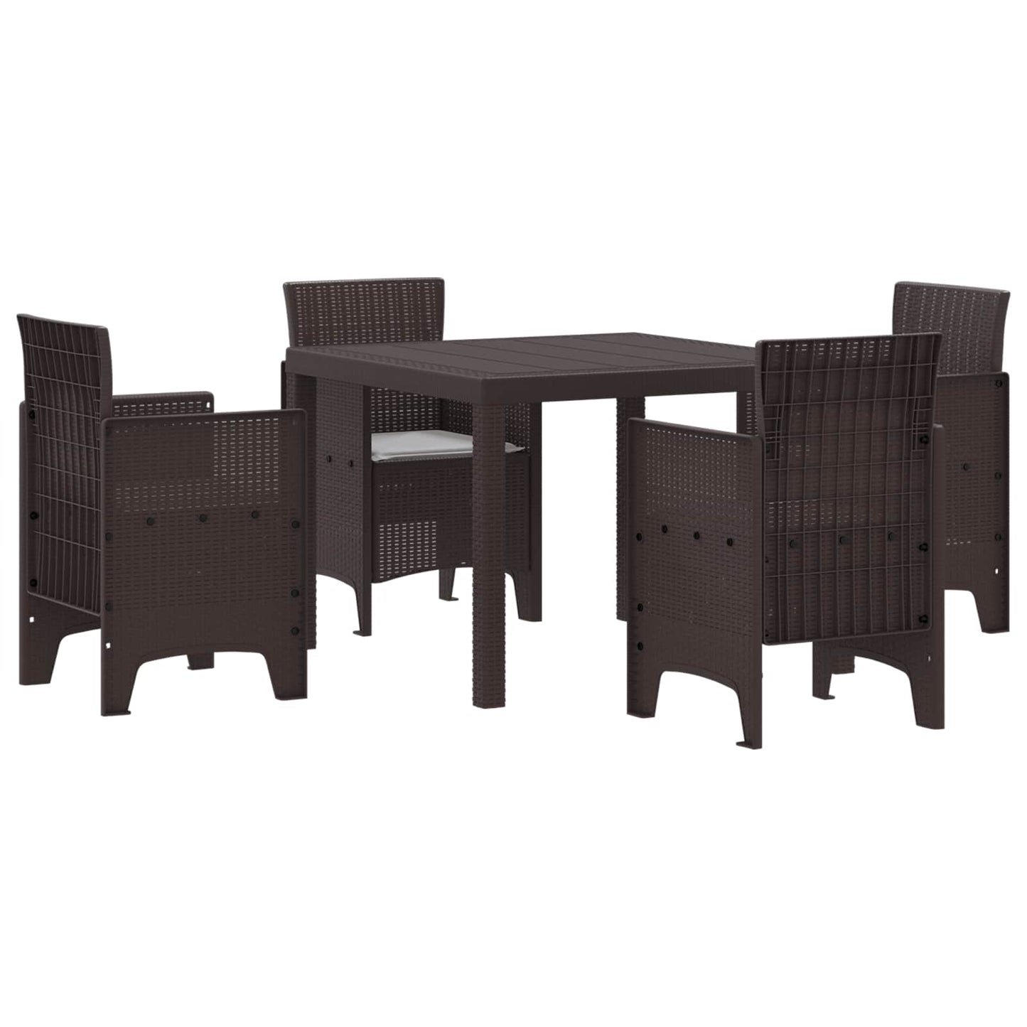 Set da Pranzo per Giardino 5 pcs Marrone Polipropilene