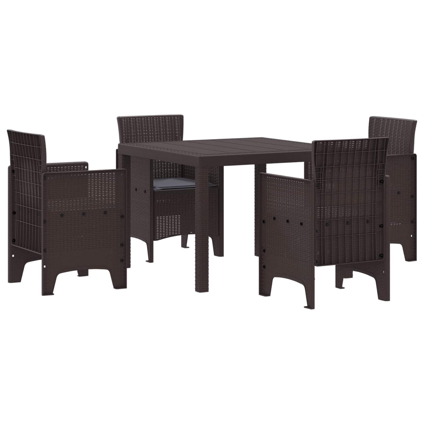 Set da Pranzo per Giardino 5 pcs Marrone Polipropilene