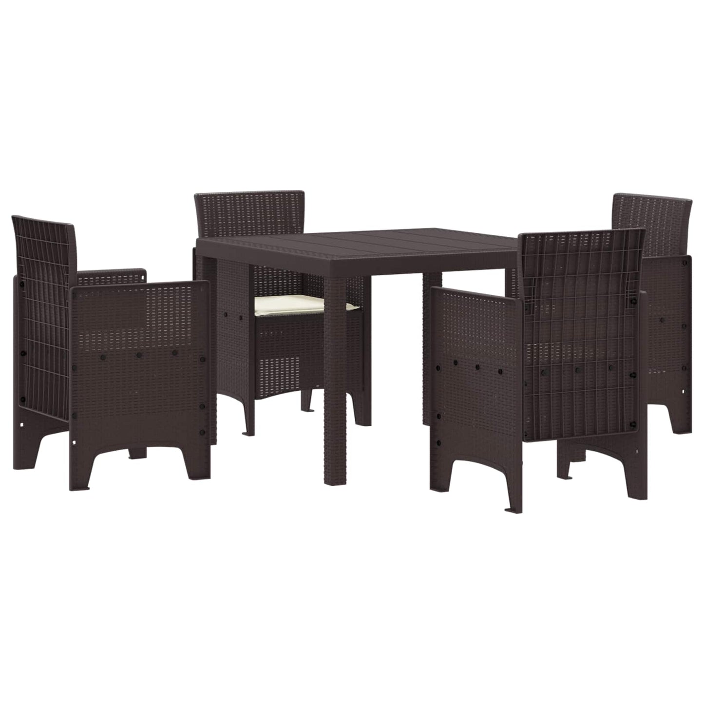Set da Pranzo per Giardino 5 pcs Marrone Polipropilene