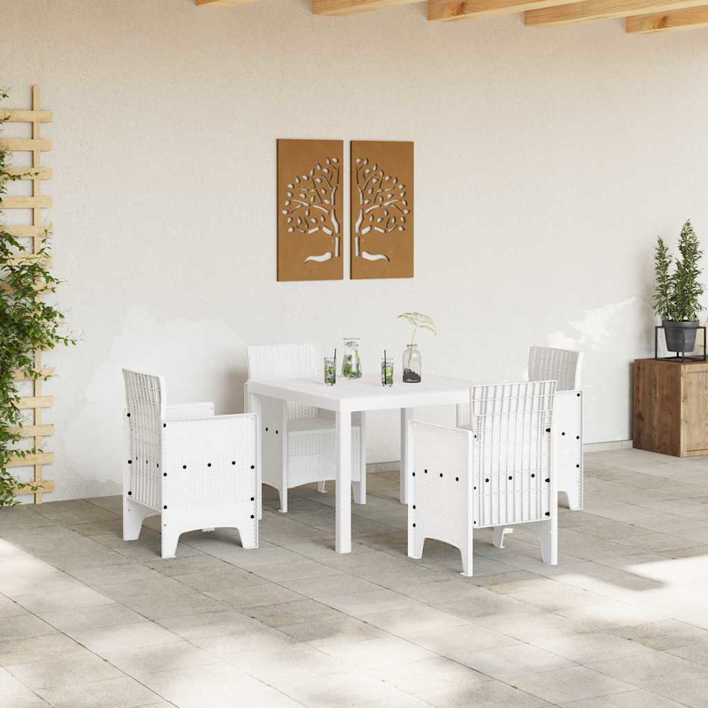 Set da Pranzo per Giardino 5 pcs Bianco Polipropilene