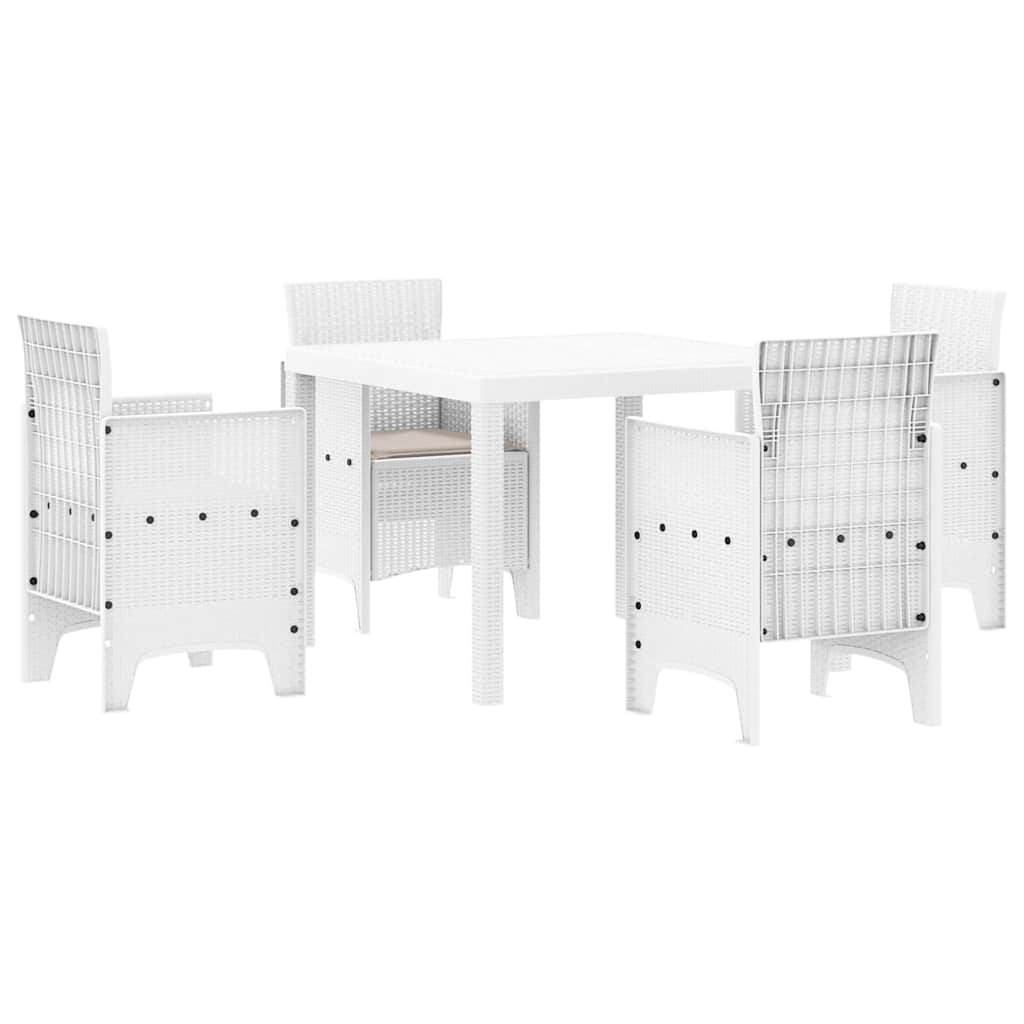 Set da Pranzo per Giardino 5 pcs Bianco Polipropilene