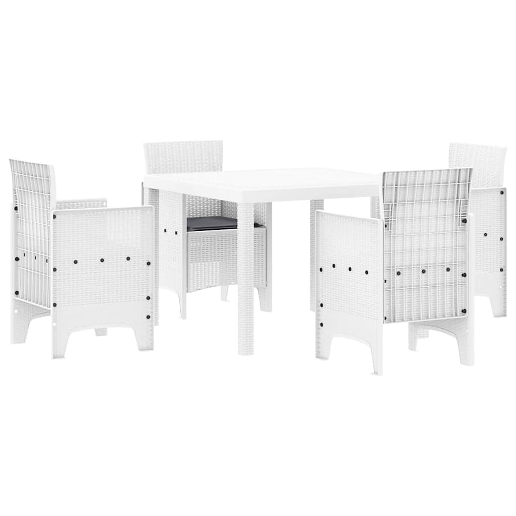 Set da Pranzo per Giardino 5 pcs Bianco Polipropilene