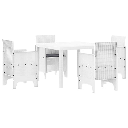 Set da Pranzo per Giardino 5 pcs Bianco Polipropilene