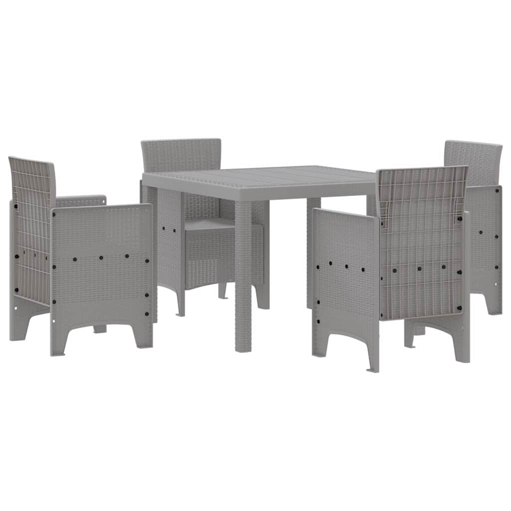 Set da Pranzo per Giardino 5 pcs Grigio chiaro Polipropilene