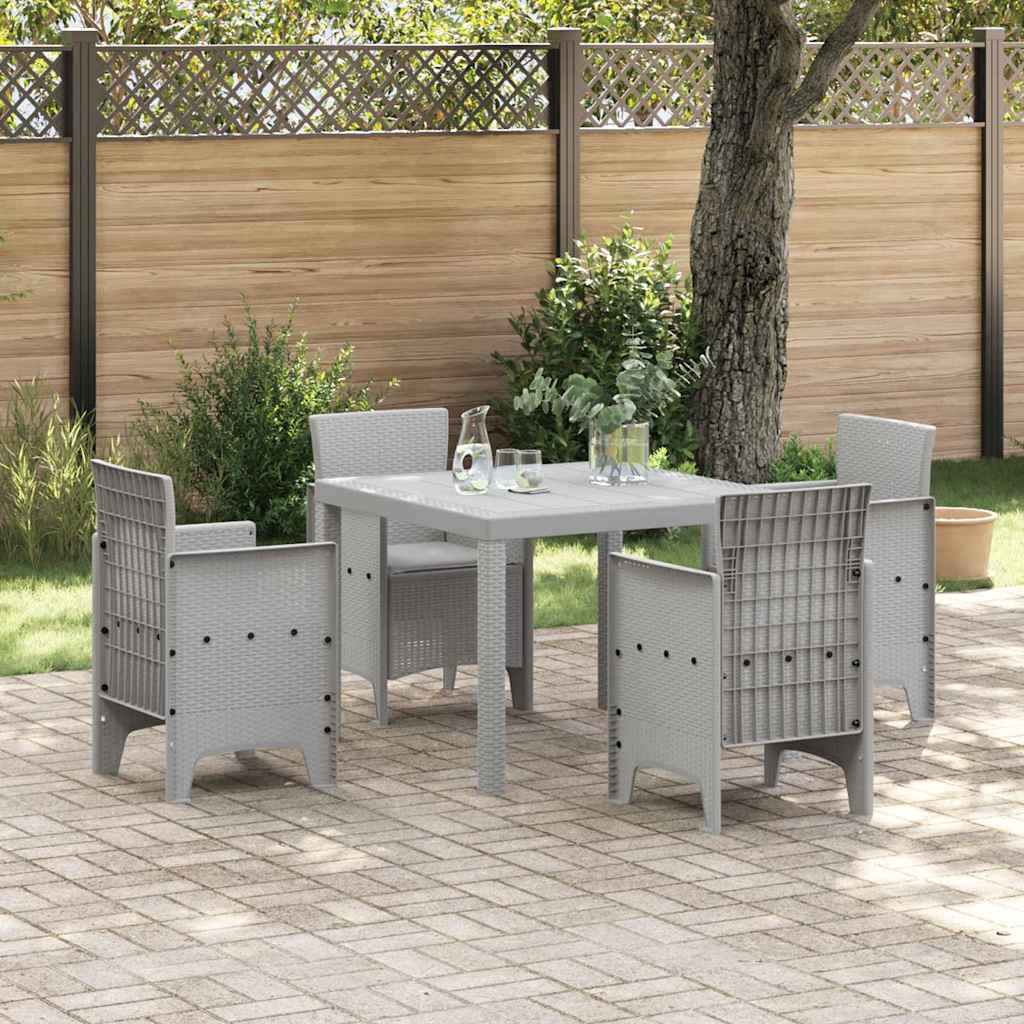 Set da Pranzo per Giardino 5 pcs Grigio chiaro Polipropilene