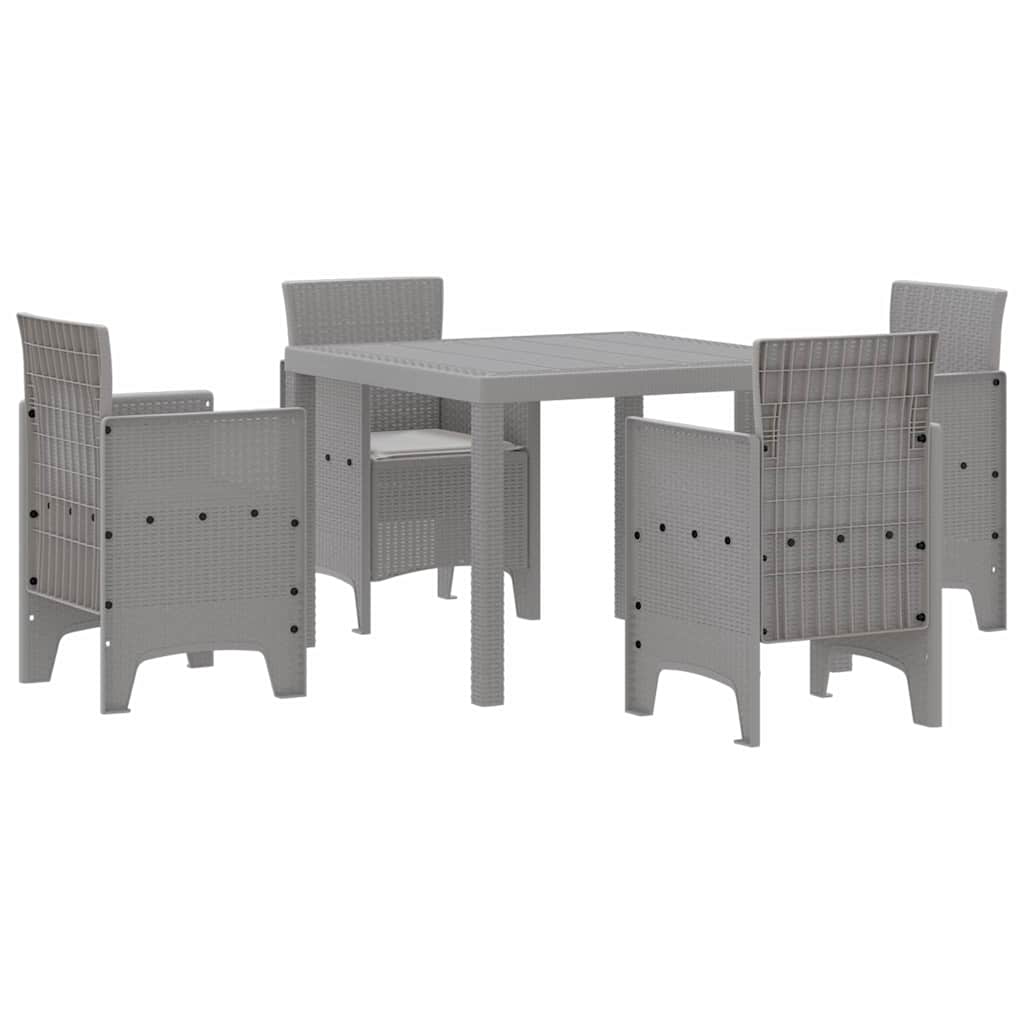 Set da Pranzo per Giardino 5 pcs Grigio chiaro Polipropilene