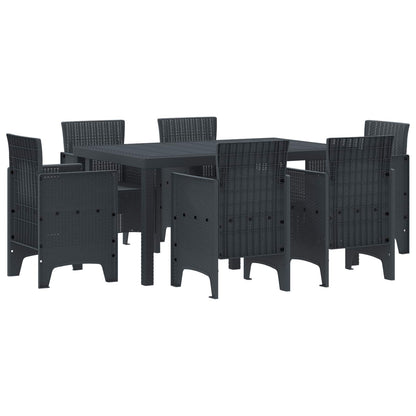 Set da Pranzo per Giardino 7 pcs Antracite Rattan Polt