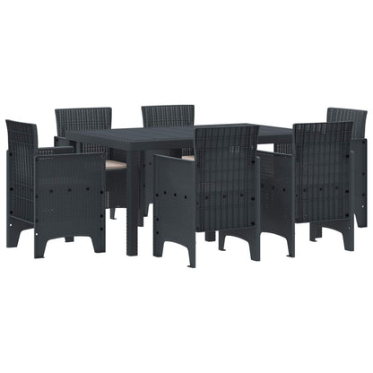 Set da Pranzo per Giardino 7 pcs Antracite Rattan Polt