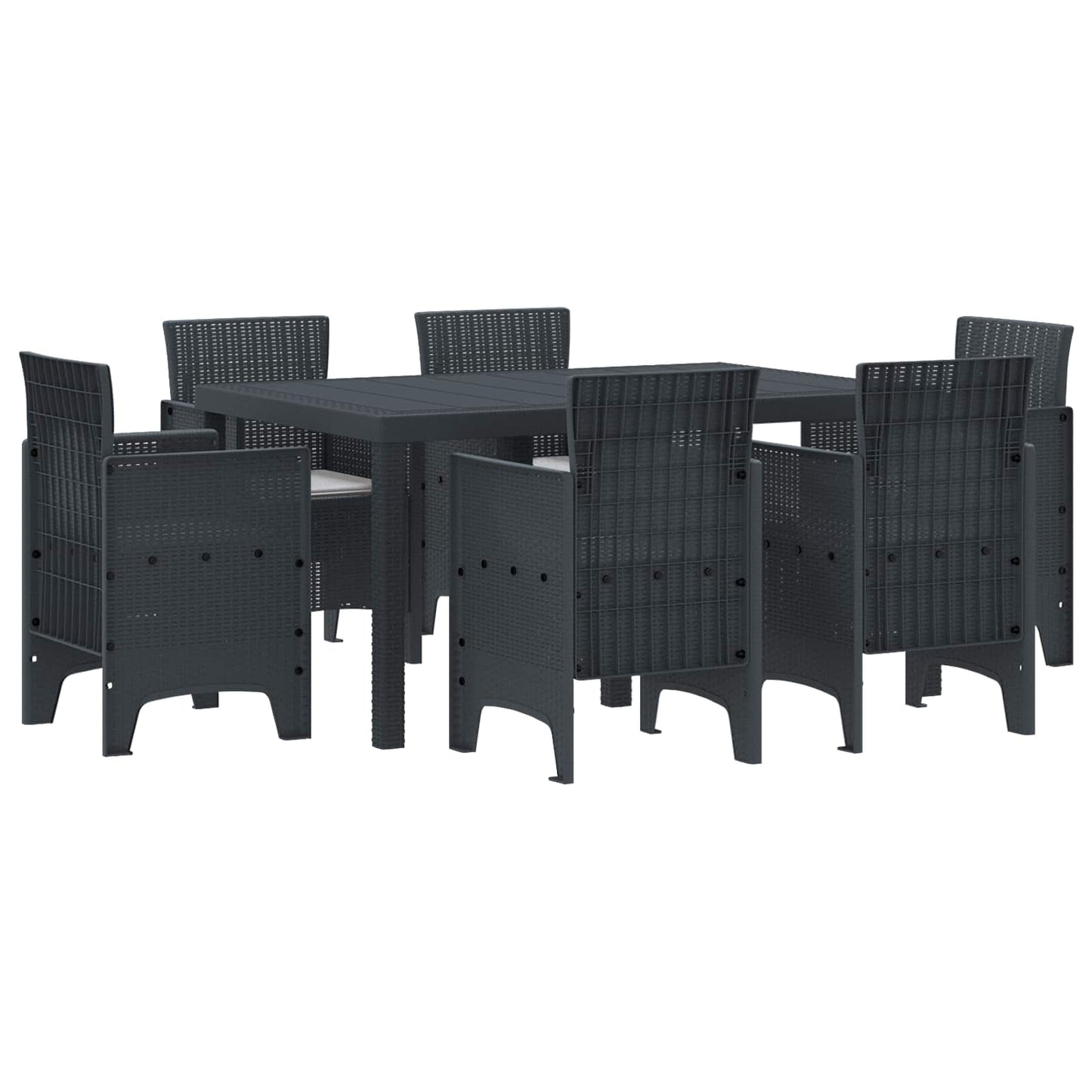 Set da Pranzo per Giardino 7 pcs Antracite Rattan Polt