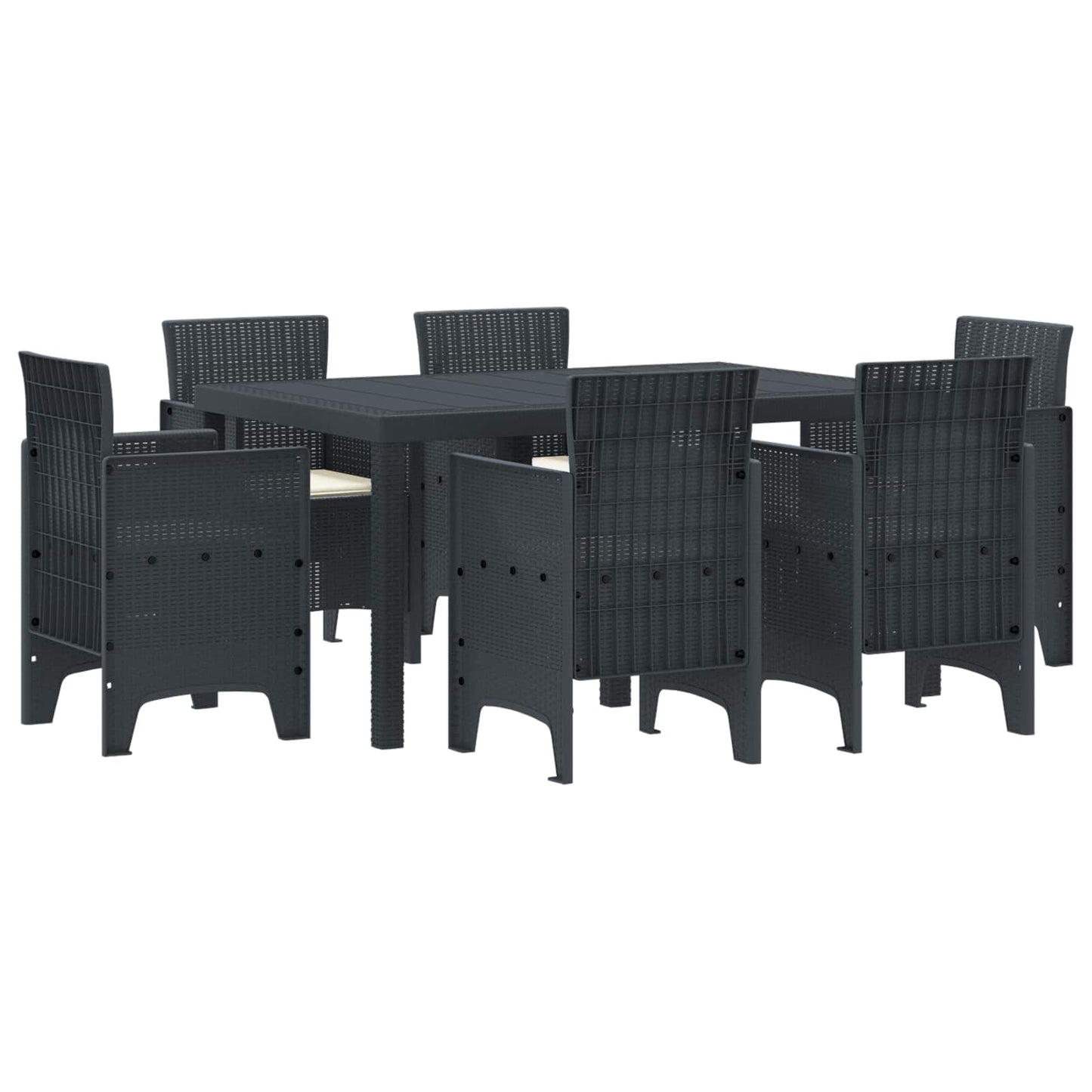 Set da Pranzo per Giardino 7 pcs Antracite Rattan Polt