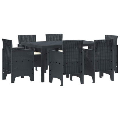 Set da Pranzo per Giardino 7 pcs Antracite Rattan Polt