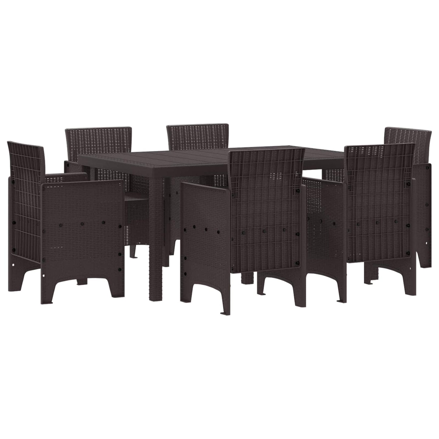 Set da Pranzo per Giardino 7 pcs Marrone Rattan Polt