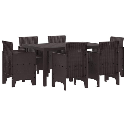 Set da Pranzo per Giardino 7 pcs Marrone Rattan Polt