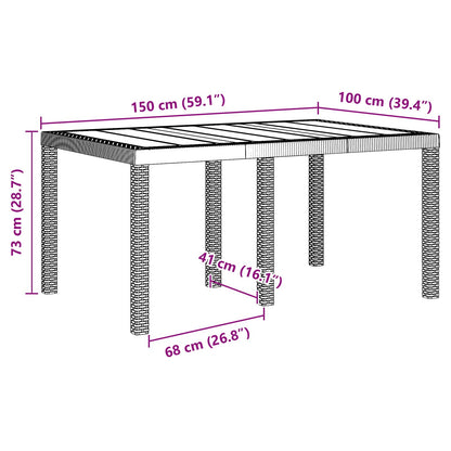 Set da Pranzo per Giardino 7 pcs Marrone Rattan Polt