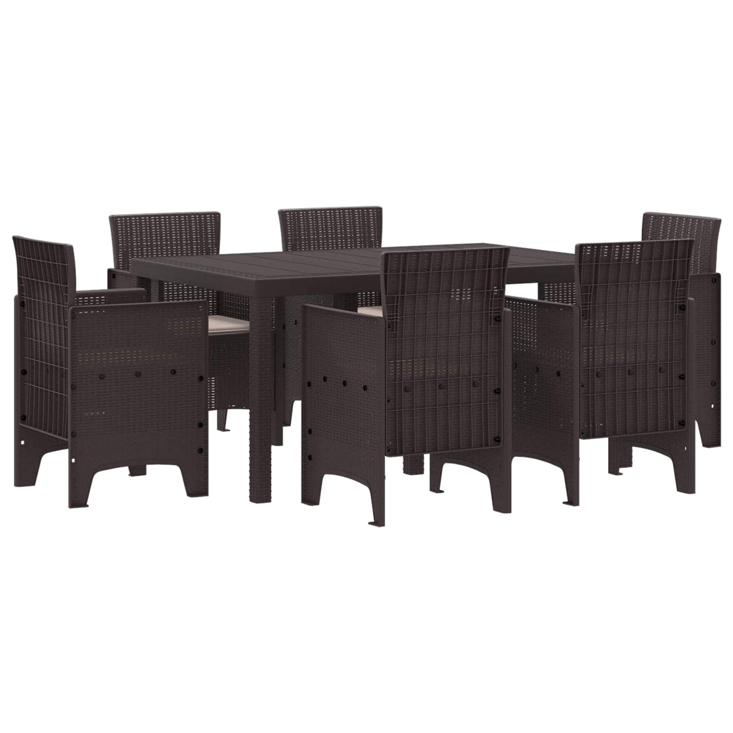 Set da Pranzo per Giardino 7 pcs Marrone Rattan Polt