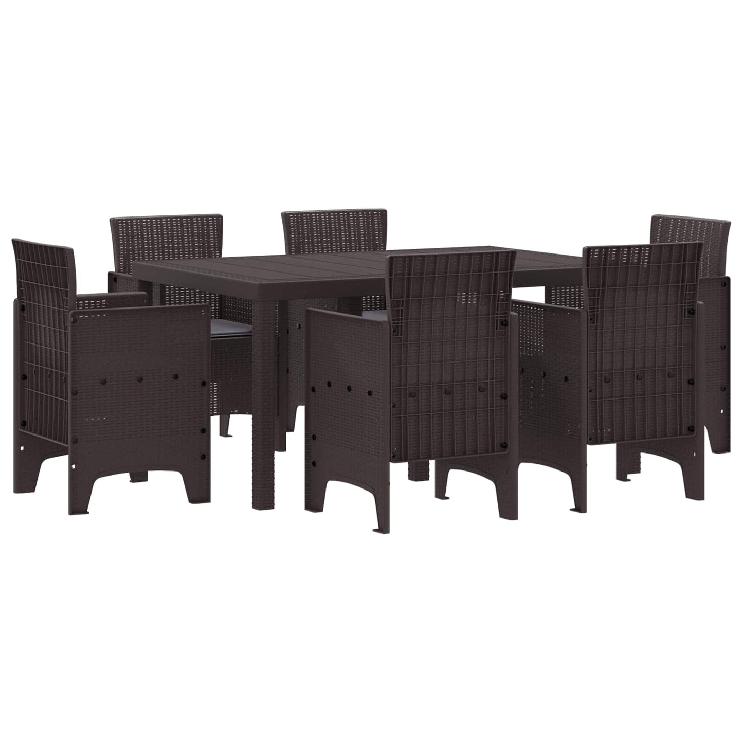 Set da Pranzo per Giardino 7 pcs Marrone Rattan Polt
