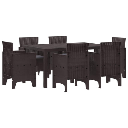 Set da Pranzo per Giardino 7 pcs Marrone Rattan Polt