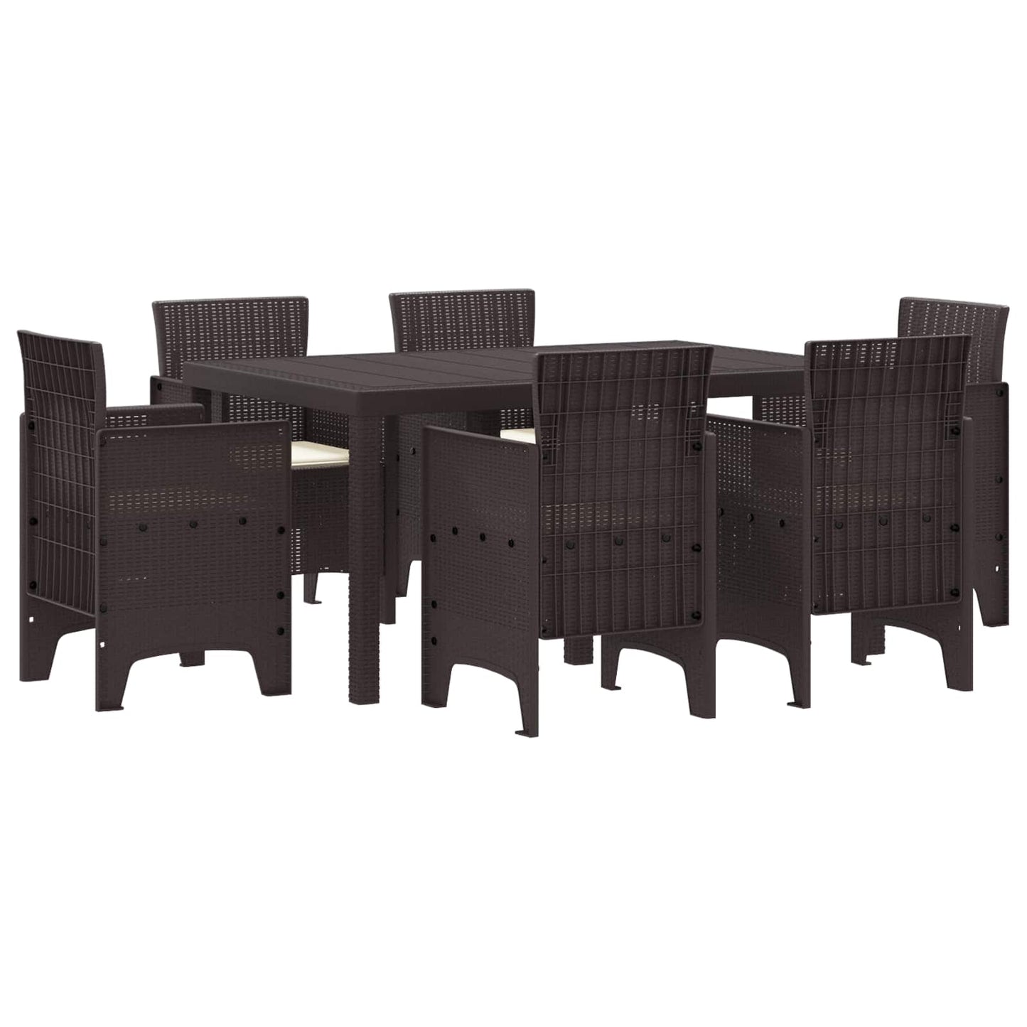 Set da Pranzo per Giardino 7 pcs Marrone Rattan Polt