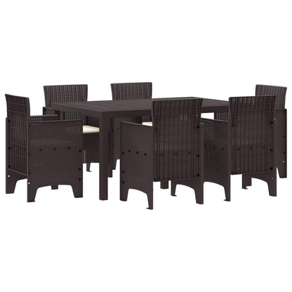 Set da Pranzo per Giardino 7 pcs Marrone Rattan Polt