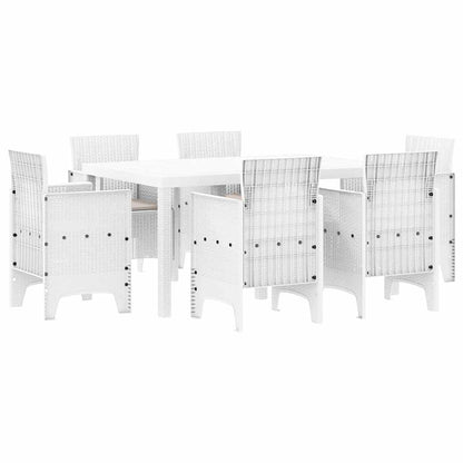 Set da Pranzo per Giardino 7 pcs Bianco Rattan Polt