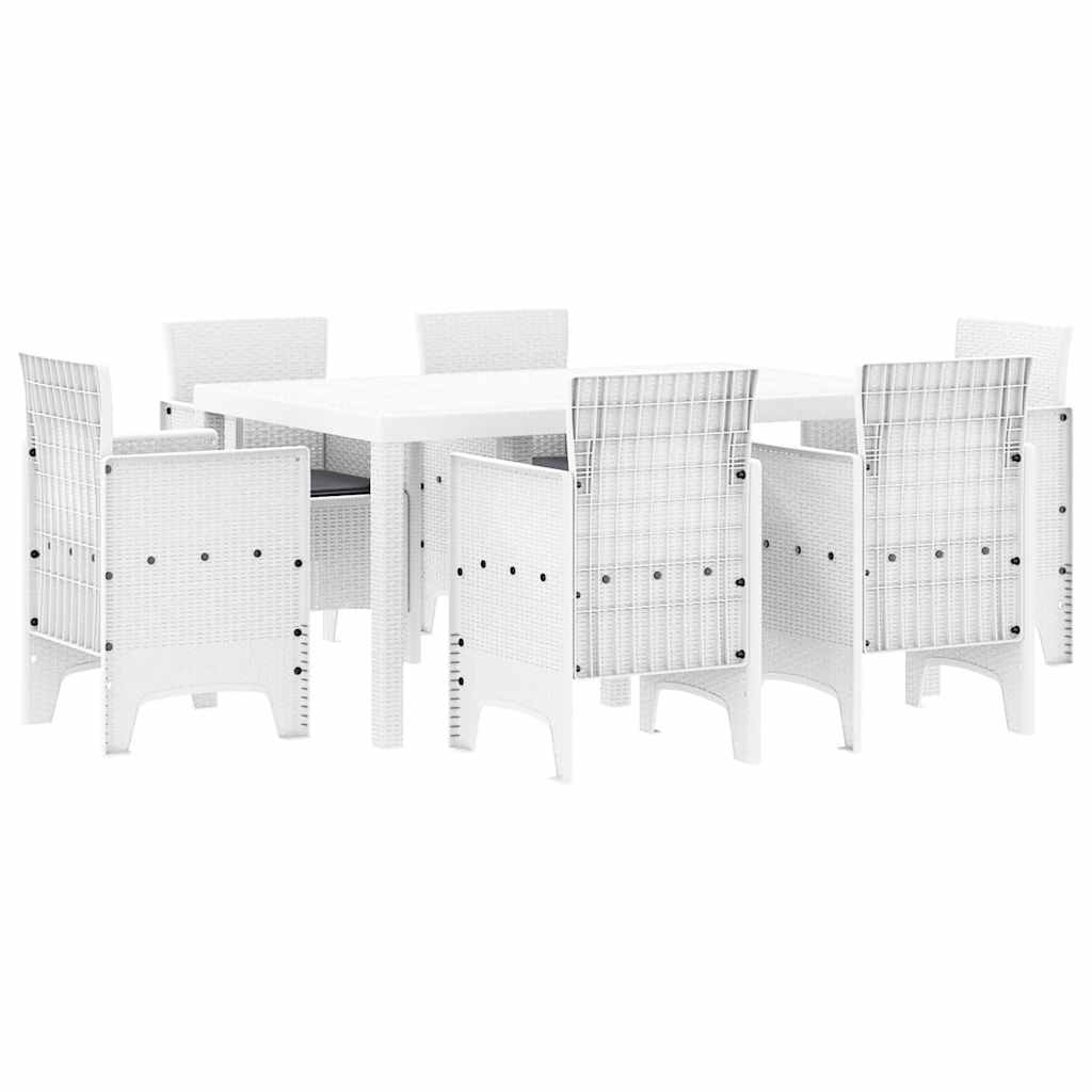 Set da Pranzo per Giardino 7 pcs Bianco Rattan Polt
