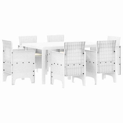 Set da Pranzo per Giardino 7 pcs Bianco Rattan Polt
