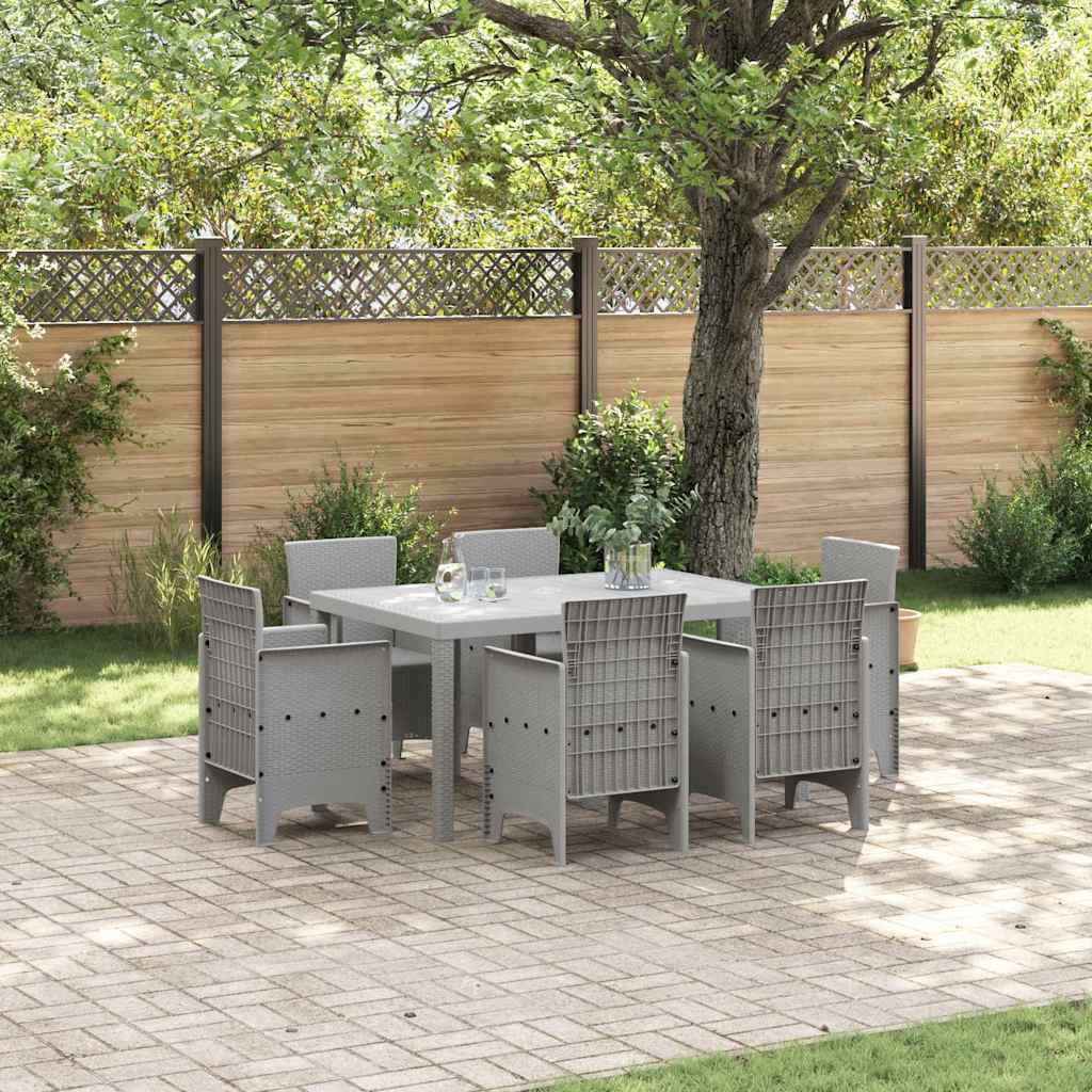 Set da Pranzo per Giardino 7 pcs Grigio chiaro Rattan Polt