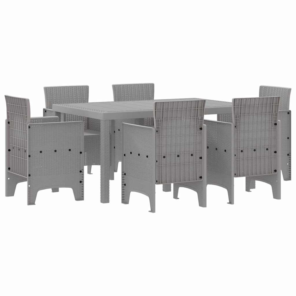 Set da Pranzo per Giardino 7 pcs Grigio chiaro Rattan Polt
