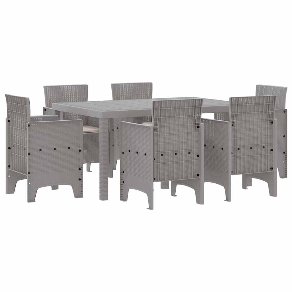 Set da Pranzo per Giardino 7 pcs Grigio chiaro Rattan Polt