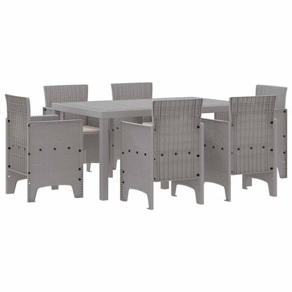 Set da Pranzo per Giardino 7 pcs Grigio chiaro Rattan Polt