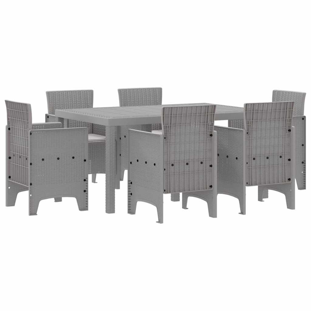 Set da Pranzo per Giardino 7 pcs Grigio chiaro Rattan Polt