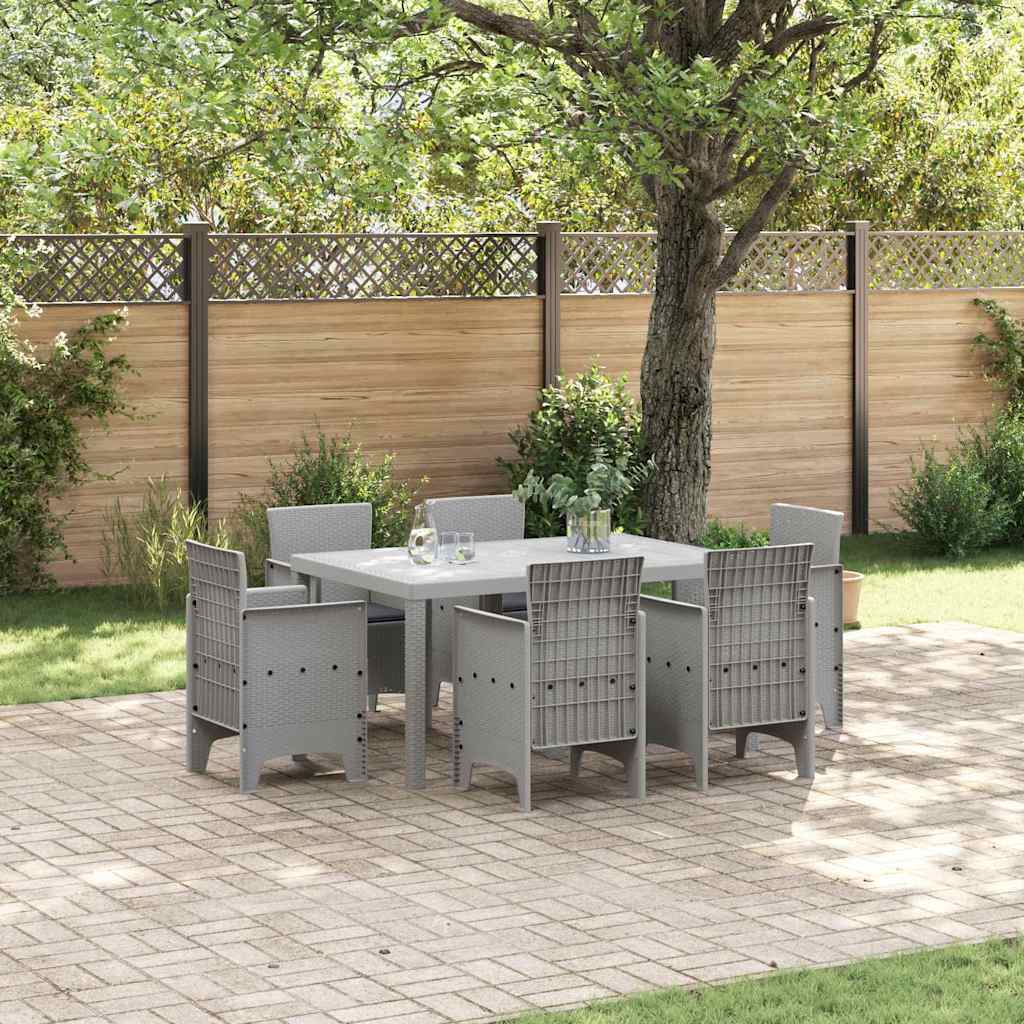 Set da Pranzo per Giardino 7 pcs Grigio chiaro Rattan Polt