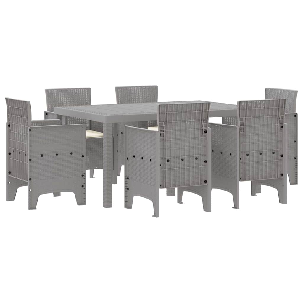 Set da Pranzo per Giardino 7 pcs Grigio chiaro Rattan Polt
