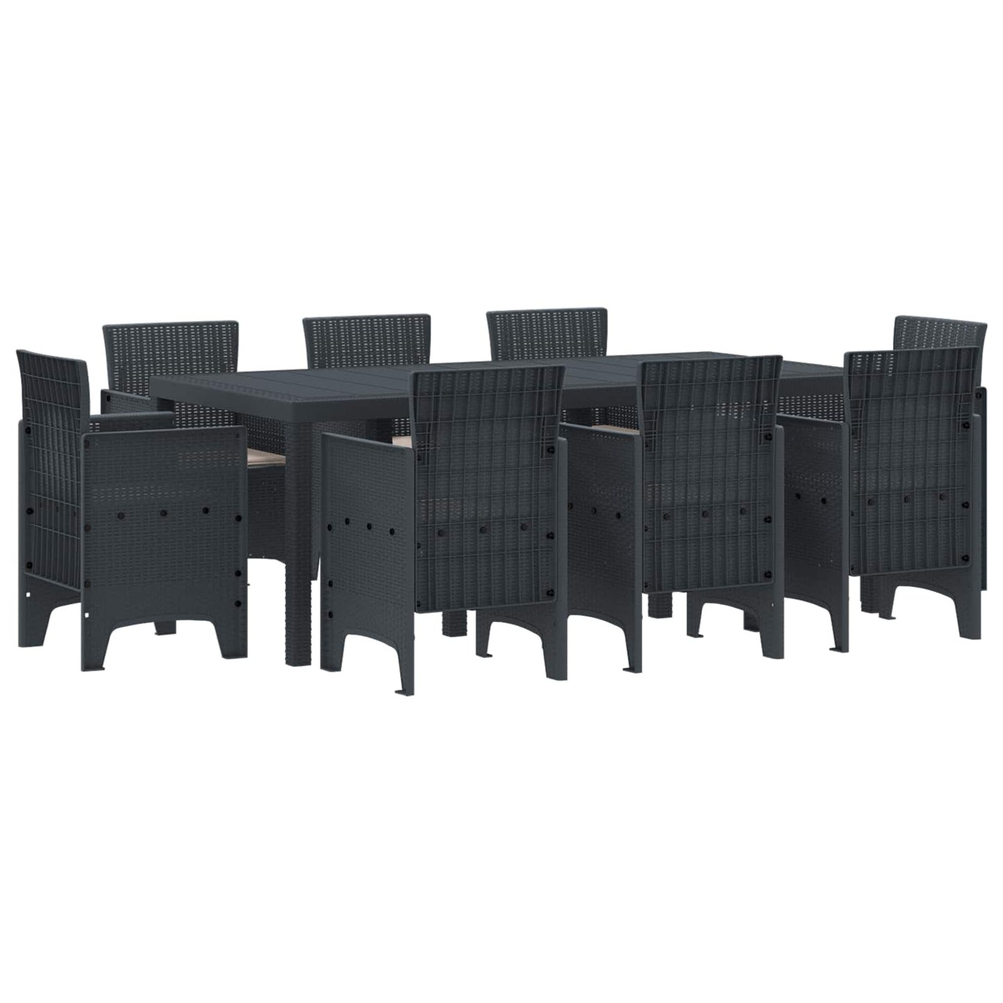 Set da Pranzo per Giardino 9 pcs Antracite Polipropilene