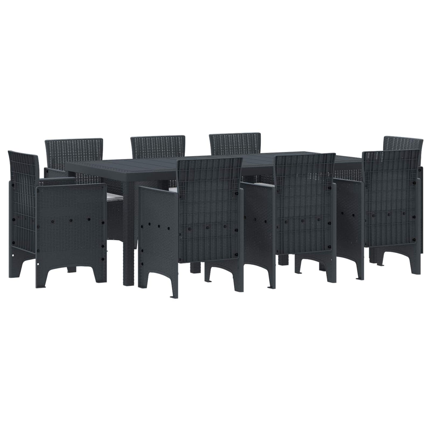 Set da Pranzo per Giardino 9 pcs Antracite Polipropilene
