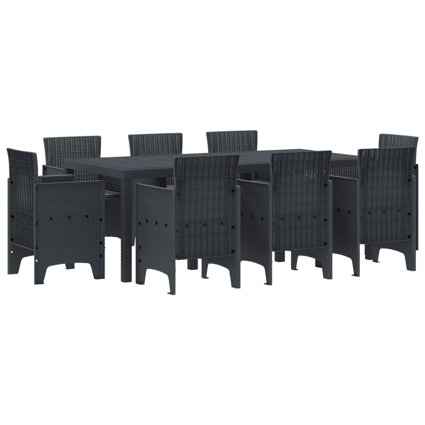 Set da Pranzo per Giardino 9 pcs Antracite Polipropilene