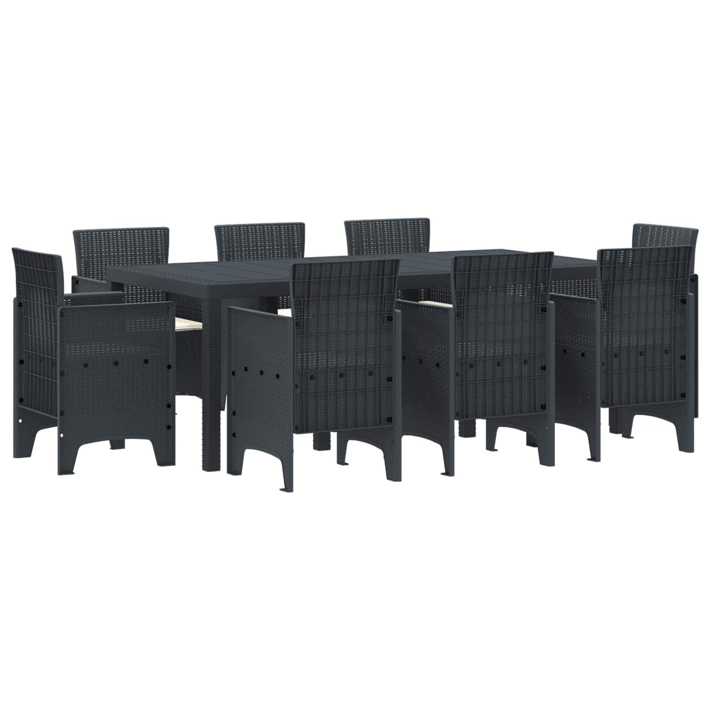 Set da Pranzo per Giardino 9 pcs Antracite Polipropilene