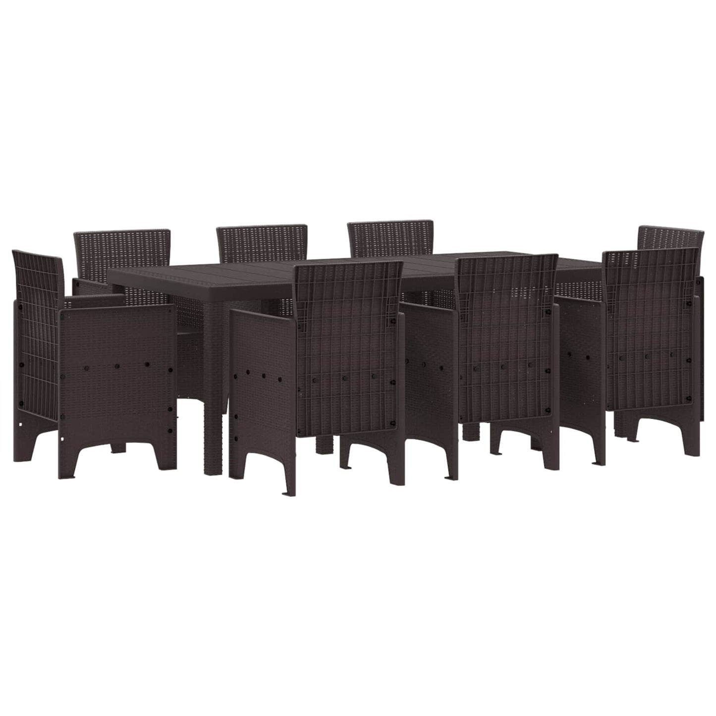 Set da Pranzo per Giardino 9 pcs Marrone Polipropilene