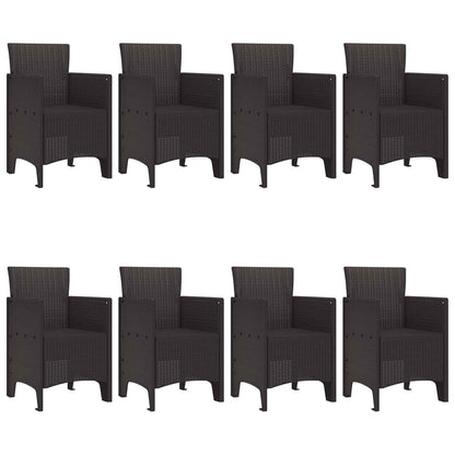 Set da Pranzo per Giardino 9 pcs Marrone Polipropilene