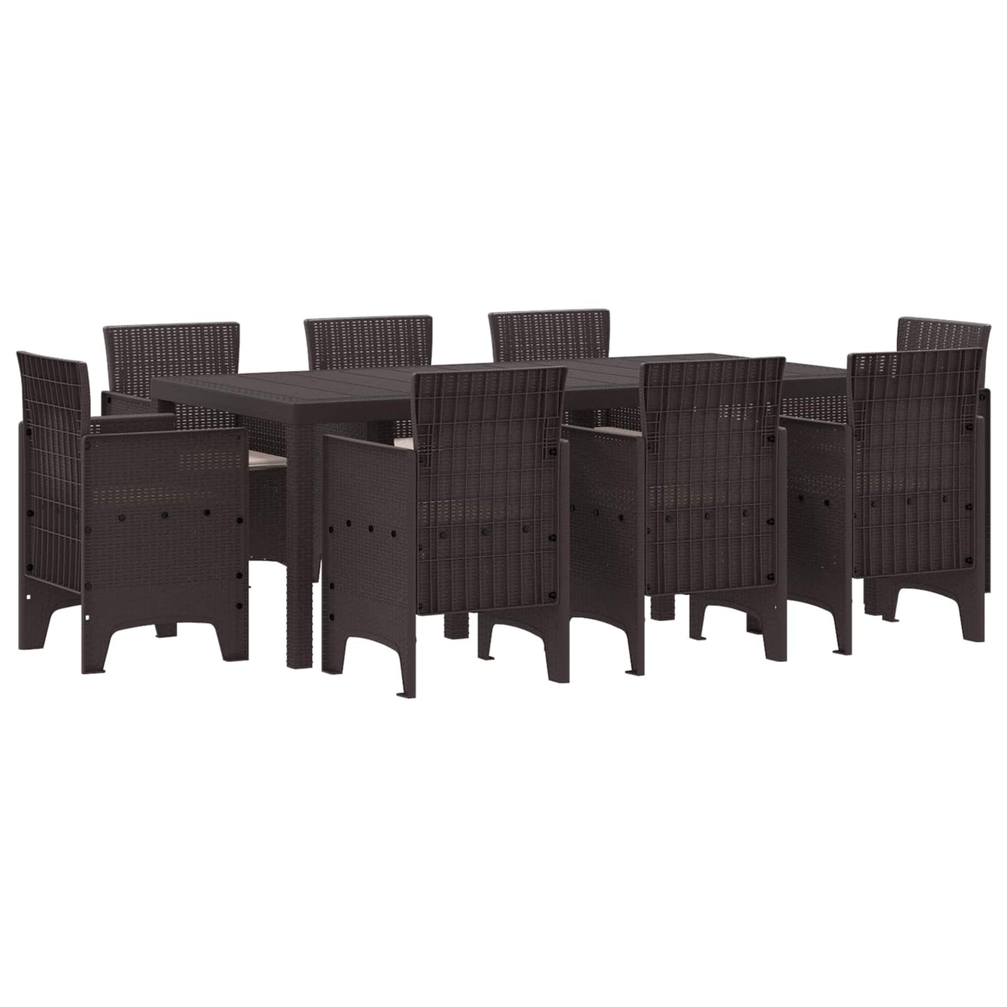 Set da Pranzo per Giardino 9 pcs Marrone Polipropilene