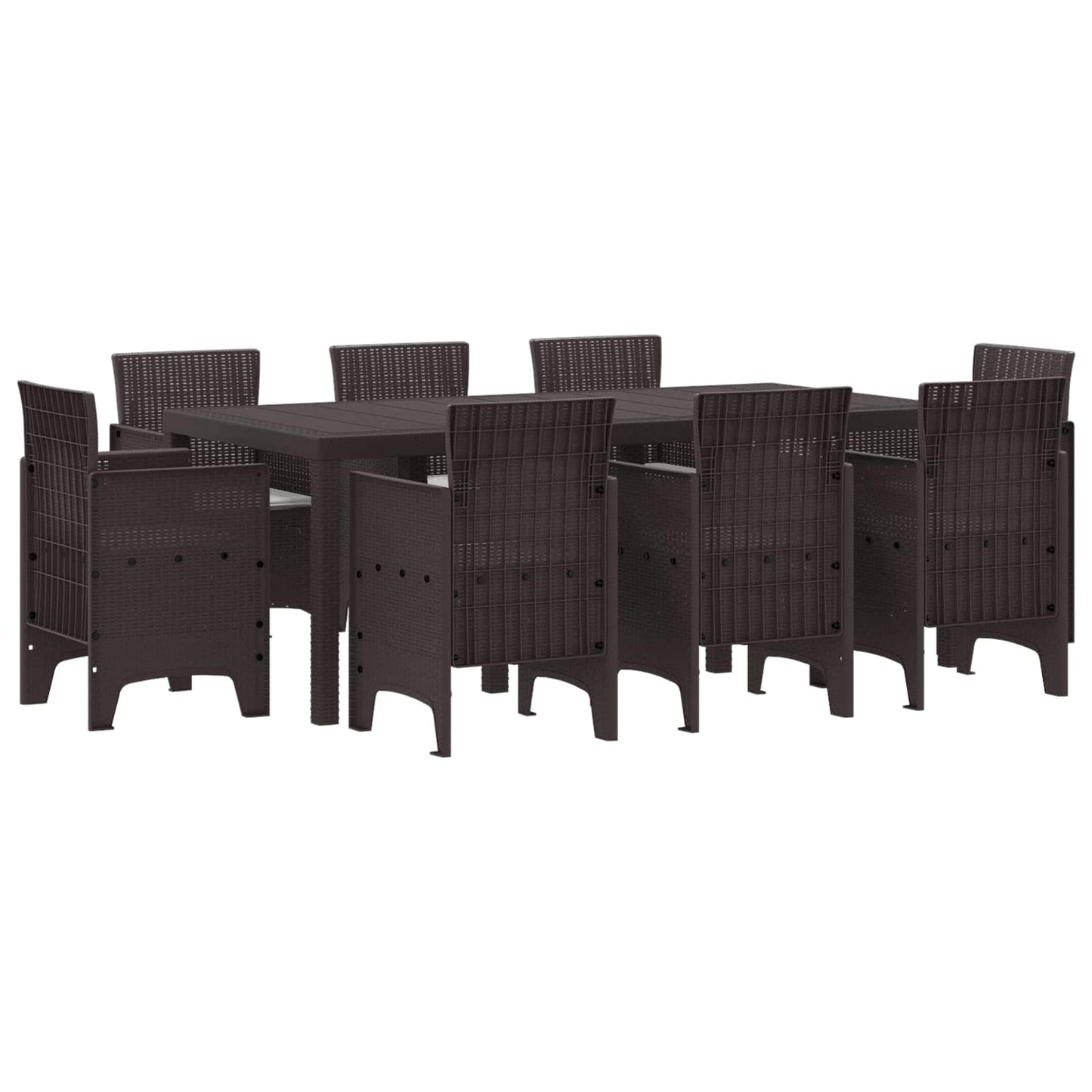 Set da Pranzo per Giardino 9 pcs Marrone Polipropilene