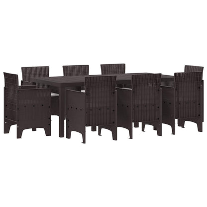 Set da Pranzo per Giardino 9 pcs Marrone Polipropilene