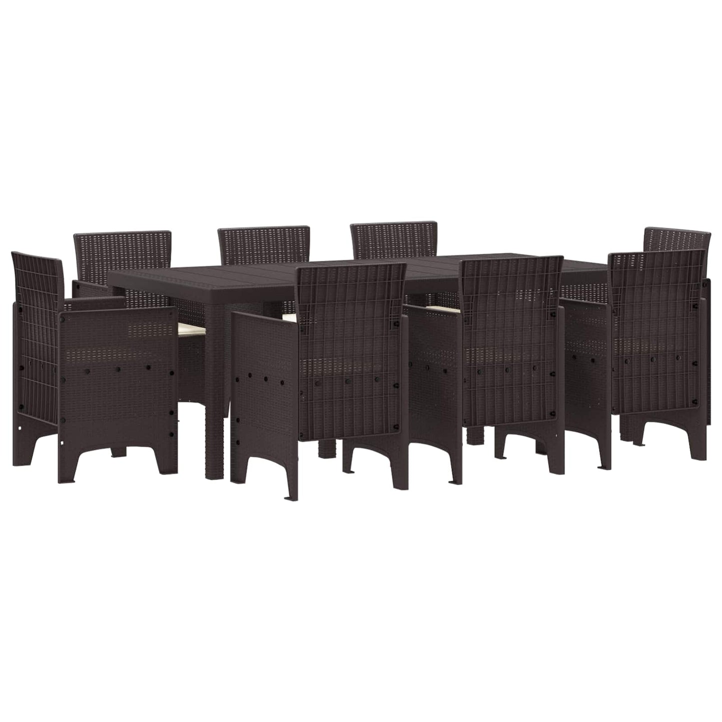 Set da Pranzo per Giardino 9 pcs Marrone Polipropilene