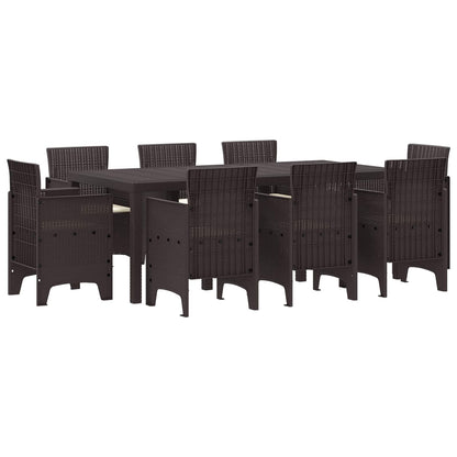 Set da Pranzo per Giardino 9 pcs Marrone Polipropilene