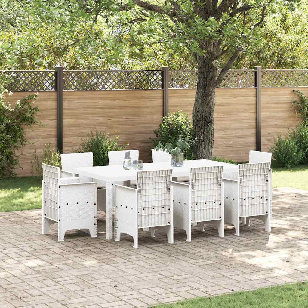 Set da Pranzo per Giardino 9 pcs Bianco Polipropilene